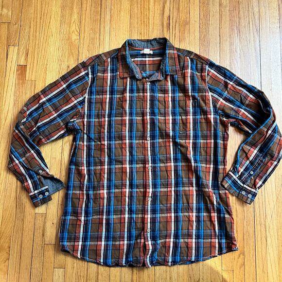 Carbon 2 Cobalt Shirt Mens Large Tall Plaid Flannel Button Down Outdoor - Picture 1 of 6